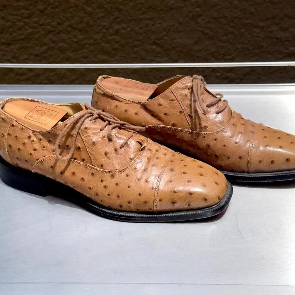 Giorgio Brutini Ostritch Leather Oxford Dress Shoes - Size 8 1/2 M